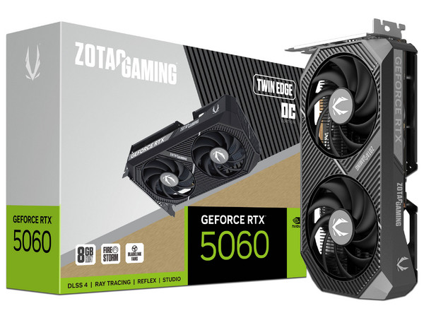 Tarjeta de Video NVIDIA GeForce RTX 5060 Zotac TWIN EDGE OC, 8GB GDDR7, 128 Bits, 1xHDMI, 3xDisplayPort, PCI Express 5.0.
