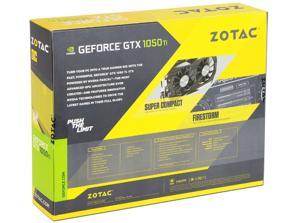 Tarjeta de Video NVIDIA GeForce GTX 1050Ti ZOTAC OC Edition, 4GB GDDR5, 1xHDMI, 1xDVI, 1xDisplayPort, PCI Express 3.0