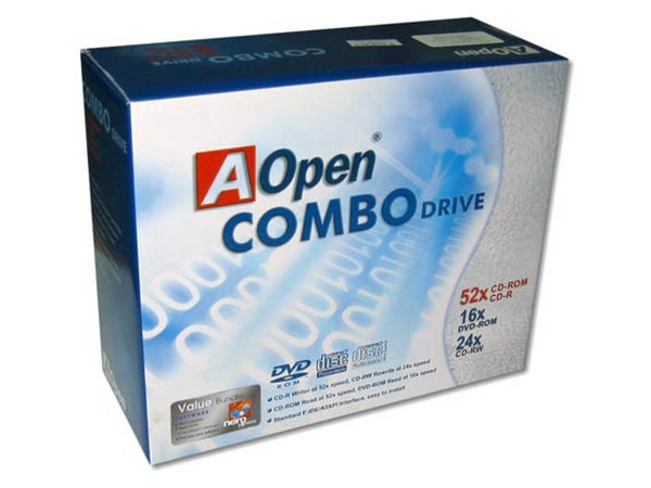 Combo AOpen : Quemador de CDs Graba/Regraba/Lee: 52x/24x/52x y lee DVD-ROM 16X.