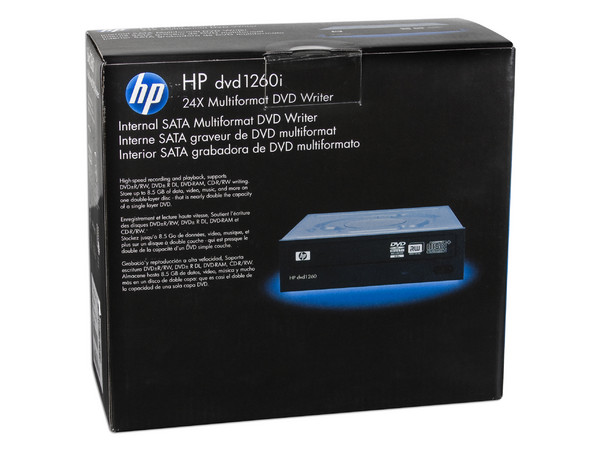 Quemador HP 1260i, Serial ATA::
DVD+RW: Graba/Regraba/Lee: 24x/8x/16x,
DVD+R DL: 12x, DVD-R DL: 12x, DVD-RAM: 12x,
DVD-RW: Graba/Regraba/Lee: 22x/6x/16x,
CD-RW: Graba/Regraba/Lee: 48x/32x/48x