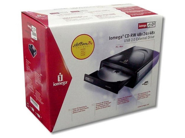 Quemador de CDs Externo Iomega, Velocidades: Graba/Regraba/Lee : 48X/24X/48X, Interfase USB 2.0/1.1