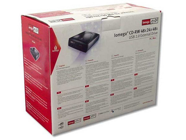 Quemador de CDs Externo Iomega, Velocidades: Graba/Regraba/Lee : 48X/24X/48X, Interfase USB 2.0/1.1