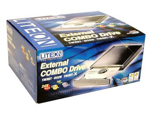 Unidad Combo LiteOn Externa : Quemador de CDs Graba/Regraba/Lee :: 24x/12X/24X + DVD-ROM 8x(Lectura), Interfase USB v2.0.