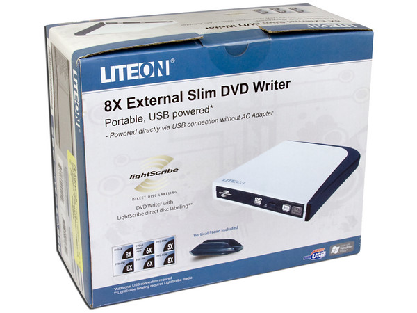 Quemador Liteon Externo Slim USB 2.0, Blanco:
no necesita cable de alimentación,
DVD+RW: Graba/Regraba/Lee: 8x/8x/8x,
DVD+R DL: Graba 6X, DVD-R DL: Graba 6X,
DVD-RW: Graba/Regraba/Lee: 8x/6x/8x,
CD-RW: Graba/Regraba/Lee: 24x/24x/24x