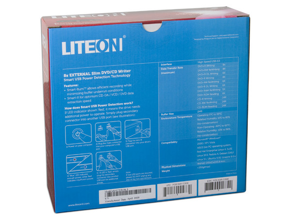 Quemador Liteon Externo Slim USB 2.0, Rojo:
no necesita cable de alimentación,
DVD+RW: Graba/Regraba/Lee: 8x/8x/8x,
DVD+R DL: Graba 6X, DVD-R DL: Graba 6X,
DVD-RW: Graba/Regraba/Lee: 8x/6x/8x,
CD-RW: Graba/Regraba/Lee: 24x/24x/24x.