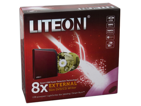 Quemador Liteon Externo Slim USB 2.0, Rojo:
no necesita cable de alimentación,
DVD+RW: Graba/Regraba/Lee: 8x/8x/8x,
DVD+R DL: Graba 6X, DVD-R DL: Graba 6X,
DVD-RW: Graba/Regraba/Lee: 8x/6x/8x,
CD-RW: Graba/Regraba/Lee: 24x/24x/24x.
