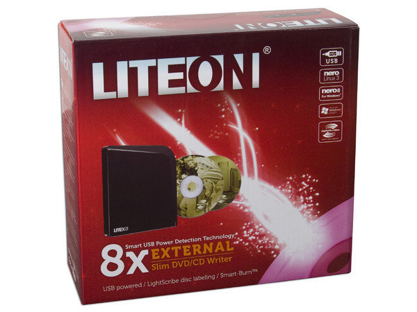 Quemador Liteon Externo Slim USB 2.0, Negro:
no necesita cable de alimentación,
DVD+RW: Graba/Regraba/Lee: 8x/8x/8x,
DVD+R DL: Graba 6X, DVD-R DL: Graba 6X,
DVD-RW: Graba/Regraba/Lee: 8x/6x/8x,
CD-RW: Graba/Regraba/Lee: 24x/24x/24x.