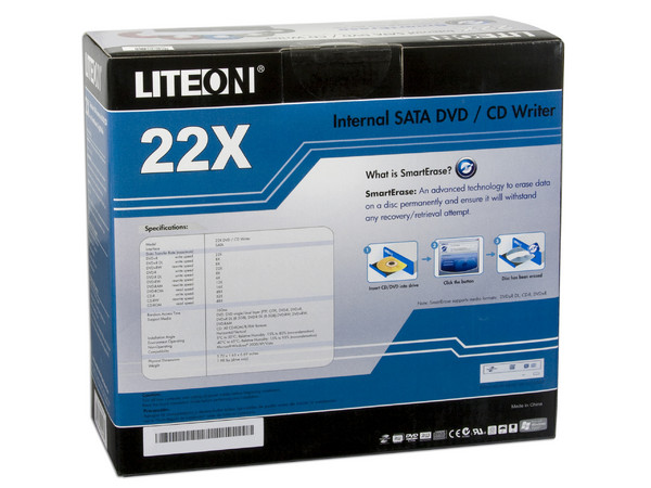 Quemador Liteon, Lightscribe! Serial ATA::
DVD+RW: Graba/Regraba/Lee: 22x/8x/16x,
DVD+R DL: 8x, DVD-R DL: 8x, DVD-RAM: 12x,
DVD-RW: Graba/Regraba/Lee: 22x/6x/16x,
CD-RW: Graba/Regraba/Lee: 48x/32x/48x