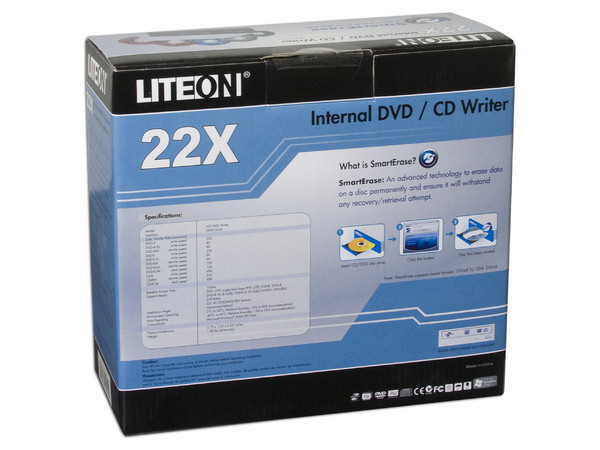 Quemador Liteon, Lightscribe! IDE::
DVD+RW: Graba/Regraba/Lee: 22x/8x/16x,
DVD+R DL: 8x, DVD-R DL: 8x, DVD-RAM: 12x,
DVD-RW: Graba/Regraba/Lee: 22x/6x/16x,
CD-RW: Graba/Regraba/Lee: 48x/32x/48x