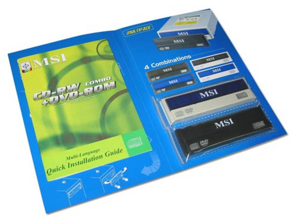 Combo MSI, Quemador de CDs 48x24x48 y lector de DVD 16X. Varios Colores Intercambiables