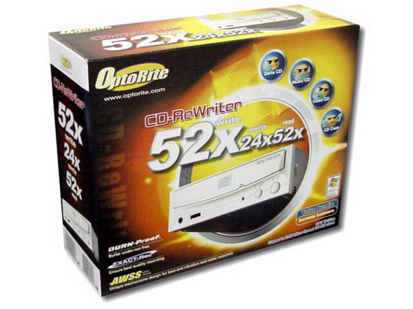 Quemador de CDs Optorite, Interno, Velocidades Graba/Regraba/Lee : 52x/24x/52x. Color Negro.