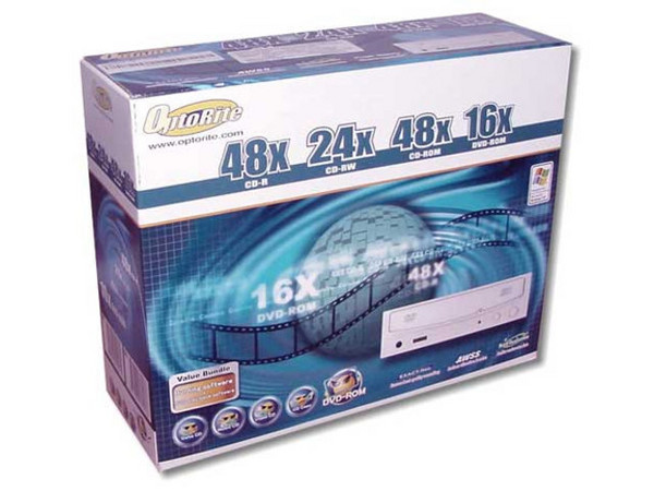 Combo OptoRite, Quemador de CDs 48x/24x/48x + DVD de 16x. Color Negro