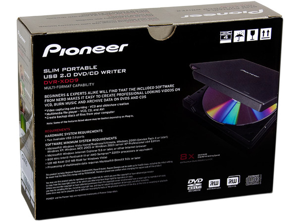 Quemador Pionner Externo Slim USB 2.0, Negro:
no necesita cable de alimentación,
DVD+RW: Graba/Regraba/Lee: 8x/8x/8x,
DVD+R DL: Graba 6X, DVD-R DL: Graba 6X,
DVD-RW: Graba/Regraba/Lee: 8x/6x/8x,
CD-RW: Graba/Regraba/Lee: 24x/24x/24x
