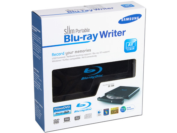 Quemador Slim Externo de Blu-ray, DVD y CD  Samsung  6x, reproduce Blu-ray 3D, USB 2.0