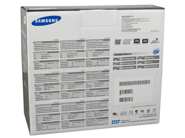 Quemador Samsung, Multiformato Serial ATA:,
DVD+RW: Graba/Regraba/Lee: 22x/8x/16x,
DVD+R DL: 16x, DVD-R DL: 12x, DVD-RAM: 12x,
DVD-RW: Graba/Regraba/Lee: 22x/6x/12x,
CD-RW: Graba/Regraba/Lee: 48x/32x/48x