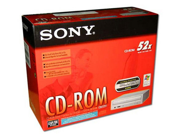 Unidad CD-ROM Interna marca Sony de 52X, Color Plata