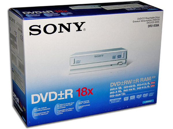 Quemador Sony, Multiformato Color Beige/Plateado:
DVD+RW: Graba/Regraba/Lee: 18x/8x/16x,
DVD+R DL: 8x, DVD-R DL: 8, DVD-RAM: 12x,
DVD-RW: Graba/Regraba/Lee: 18x/6x/16x,
CD-RW: Graba/Regraba/Lee: 48x/32x/48x