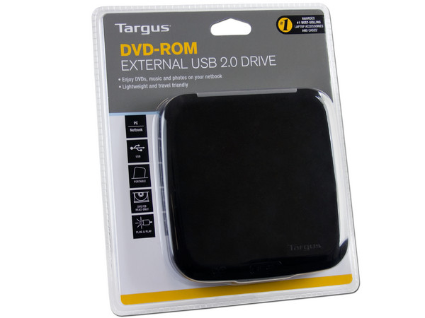 Lector DVD/CD ROM Targus Externo Slim USB 2.0, Negro