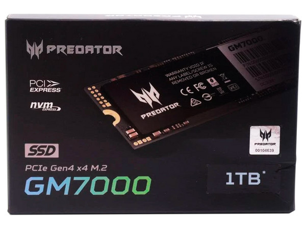 Unidad de Estado Sólido Acer Predator GM7000 de 1TB, M.2 NVMe PCIe 4.0.