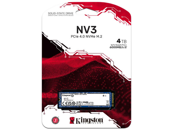 Unidad de Estado Sólido Kingston NV3 de 4TB, M.2 NVMe PCIe 4.0.