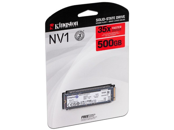 Unidad de estado sólido Kingston NV1 de 500GB, M.2 NVMe PCIe.