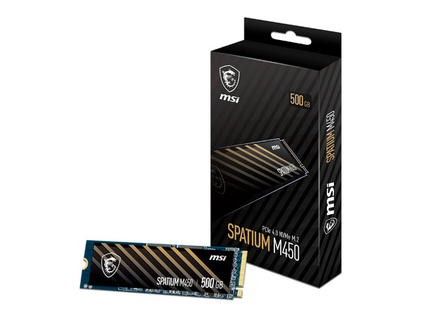 Unidad de Estado Sólido MSI SPATIUM M450 de 500GB, Velocidad de Lectura de 3600MB/s, Velocidad de Escritura de 2300 MB/s, M.2 NVMe PCIe 4.0. (Caja abierta)