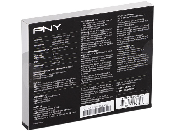 Unidad de Estado Sólido PNY CS900 de 960 GB, 2.5