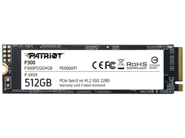 Unidad de Estado Sólido Patriot P300 de 512GB, M.2 NVMe PCIe 3.0.