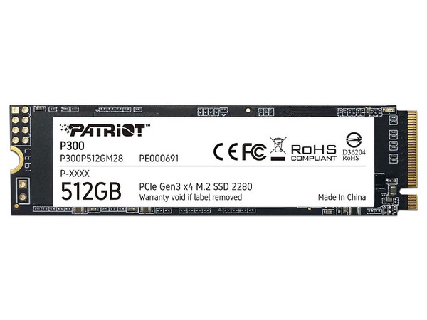 Unidad de Estado Sólido Patriot P300 de 512GB, M.2 NVMe PCIe 3.0.