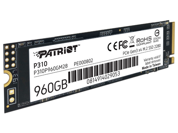 Unidad de Estado Sólido Patriot P310 de 960GB, M.2 NVMe PCIe.