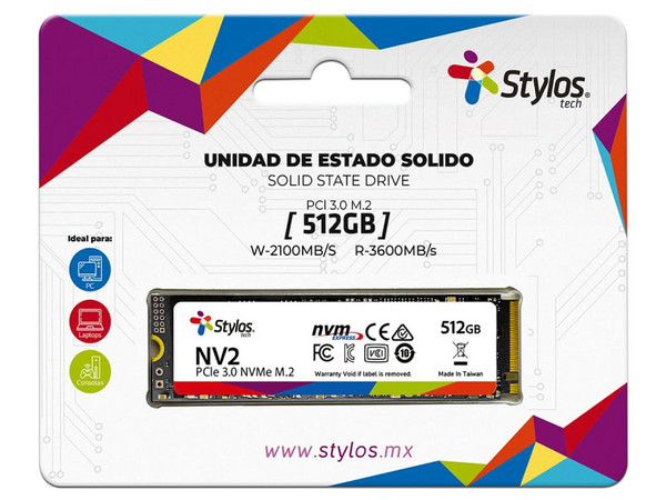 Unidad de Estado Sólido Stylos de 512GB, M.2 NVMe PCIe 4.0.