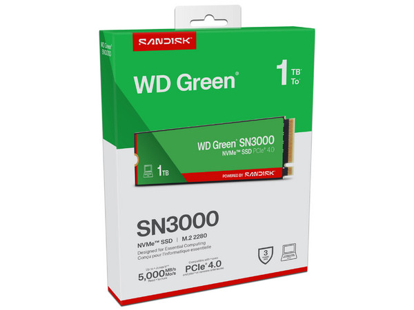 Unidad de Estado Sólido Western Digital Green SN3000 de 1TB, M.2 NVMe PCIe 4.0.