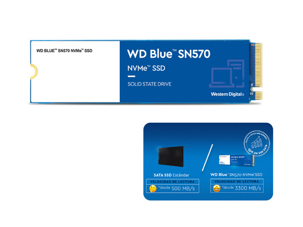 Unidad de Estado Sólido Western Digital Blue SN570 de 250GB, M.2 NVMe PCIe 3.0.