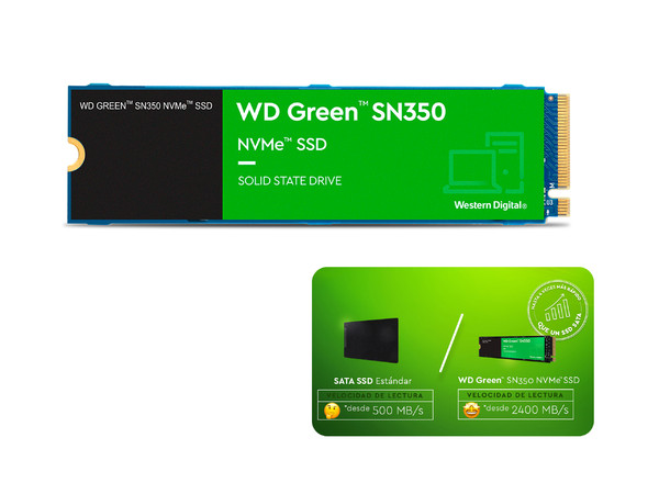 Unidad de Estado Sólido Western Digital Green SN350 de 480GB, M.2 NVMe PCIe 3.0.