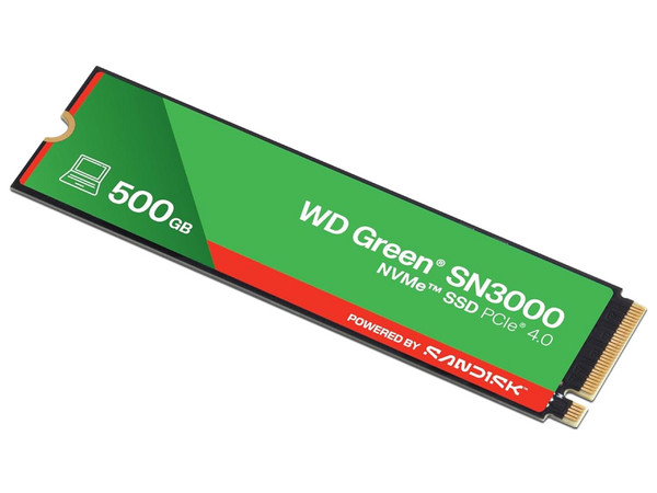 Unidad de Estado Sólido WESTERN DIGITAL Green SN3000 de 500GB, Velocidad de Lectura 5000MB/s, Velocidad de 4200MB/s, M.2 NVMe PCIe 4.0.