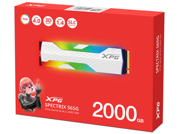Unidad de Estado Sólido XPG Spectrix S65G de 2TB, M.2 NVMe PCIe 4.0, Color Blanco.