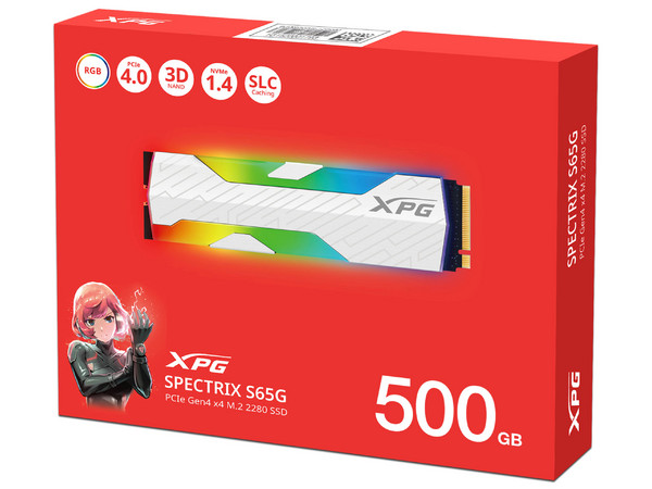 Unidad de Estado Sólido XPG Spectrix S65G de 500GB, M.2 NVMe PCIe 4.0, Color Blanco.