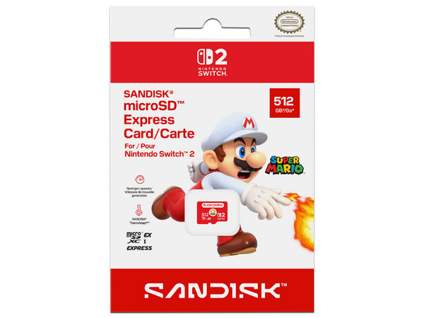 Memoria MicroSDXC SanDisk Express de 512GB, Para Nintendo Switch 2. Color Rojo.