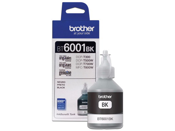 Botella de Tinta Brother, color Negro, Modelo: BT-6001BK, Alto Rendimiento.