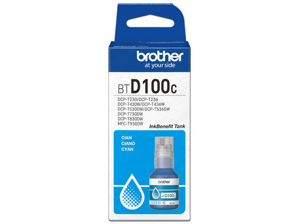 Botella de Tinta Brother  BTD100C, Ultra Alto Rendimiento, Color Cian.