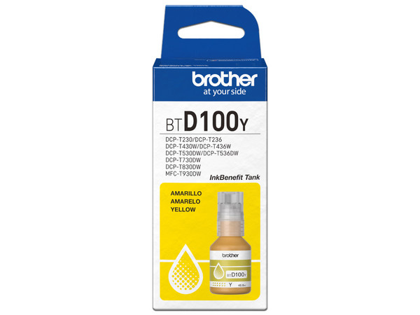 Botella de Tinta Amarilla Brother D100, Modelo: BTD100Y.
