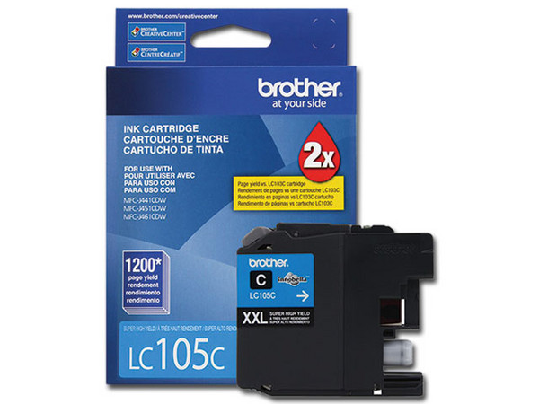Cartucho de Tinta Brother de super alto rendimiento Cian, Modelo: LC105C.
