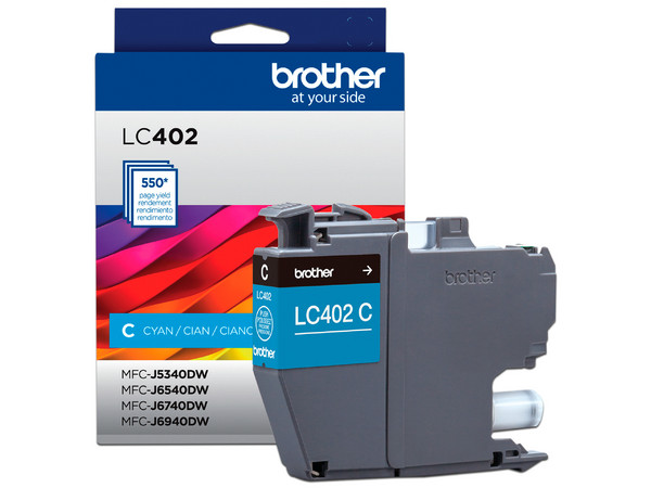 Cartucho de Tinta Brother, de alto rendimiento, Color Cian, Modelo: LC402CS.