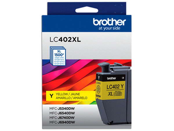 Cartucho de Tinta Brother, color Amarillo, Modelo: LC402XLY, 1,500 páginas.