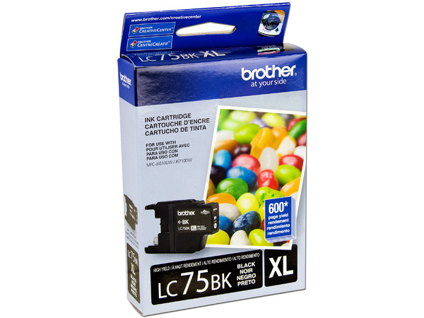 Cartucho de Tinta Alto Rendimiento Brother Negro, Modelo: LC75BK
