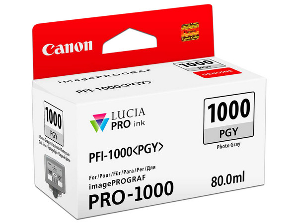 Tinta Canon PFI-1000GY, Lucia Pro Ink Tank, 80 ML, Color Gris.