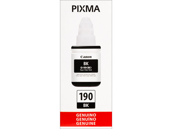 Botella de Tinta Negro Canon GI-190 BK, Modelo: 0667C001AB.