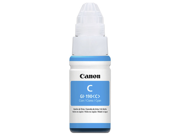 Botella de Tinta Cian Canon GI-190 CY, Modelo: 0668C001AC.