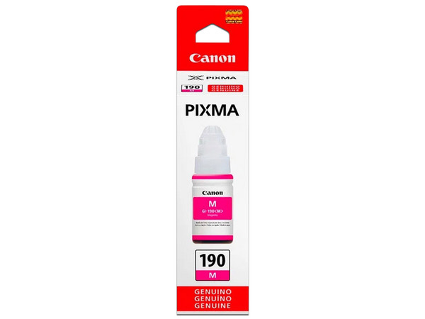 Botella de Tinta Canon GI-190, Magenta, Modelo: 0669C001AC.