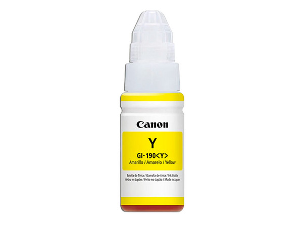 Botella de Tinta Canon GI-190, Amarillo, Modelo: 0670C001AA/AB.